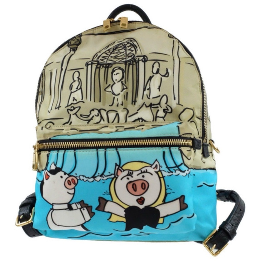 Dolce & Gabbana Year of the pig nylon Beige and Blue Cartoon Backpack